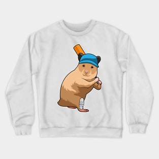 Hamster at Cricket with Cricket bat Crewneck Sweatshirt